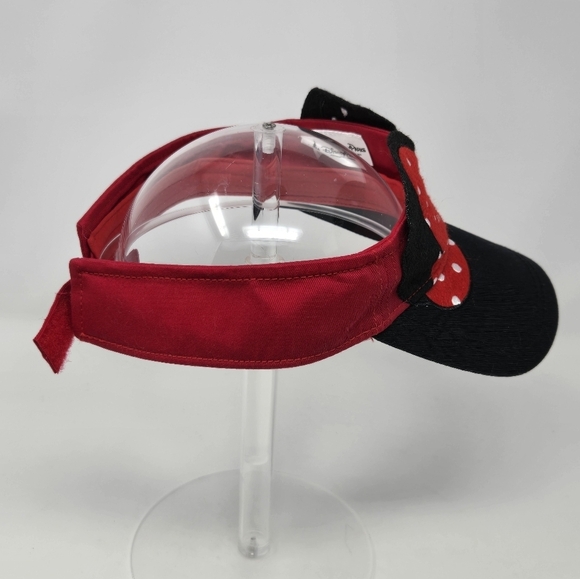 DISNEY PARKS MINNIE MOUSE SUN VISOR BLACK & RED POLKA DOT BOW EARS WOMEN OS - Picture 5 of 12